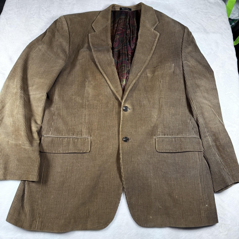 Lauren Ralph‎ Lauren Blazer Mens 46 Brown Corduroy Two Button Paisley Lined
